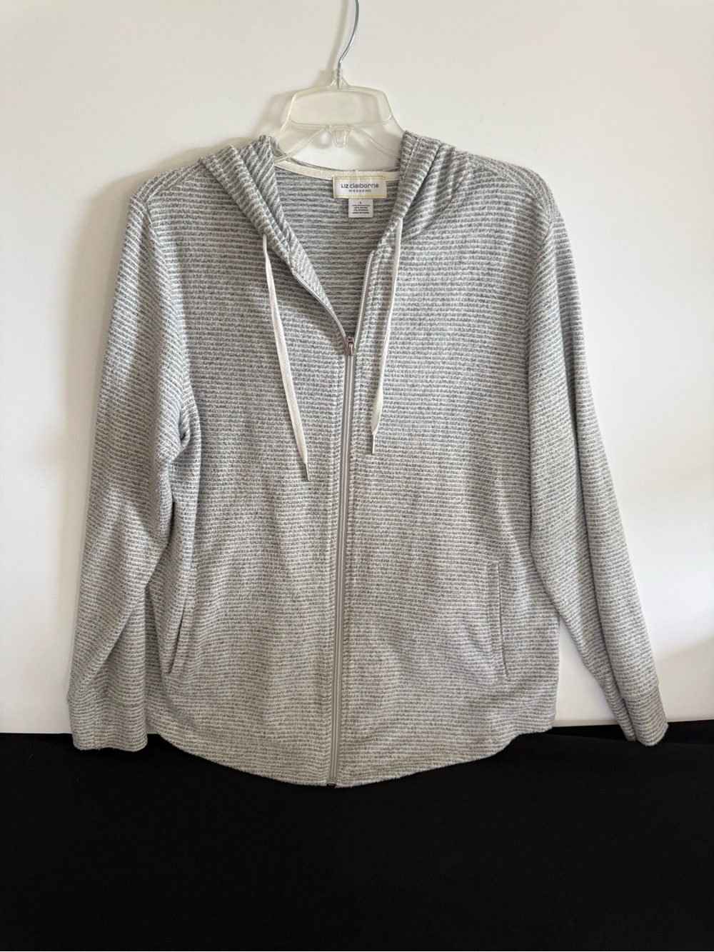 Liz Claiborne Heather Gray Hooded Zip Cardigan